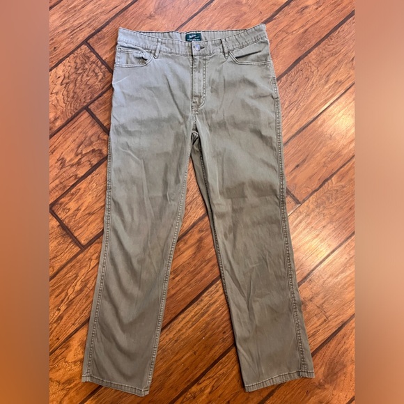 Woolrich pants jeans men’s 34x30 5 pocket green tan stretch straight fit comfort - Picture 2 of 9